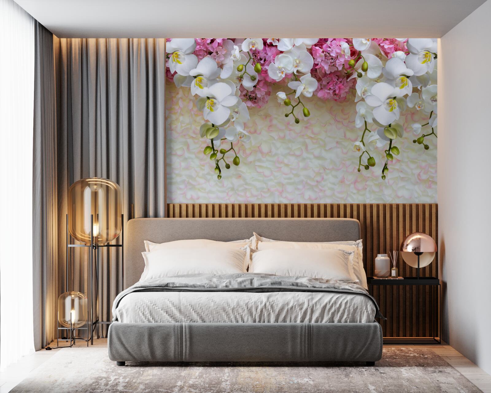 Papier peint les branches de diverses orchidées descendent