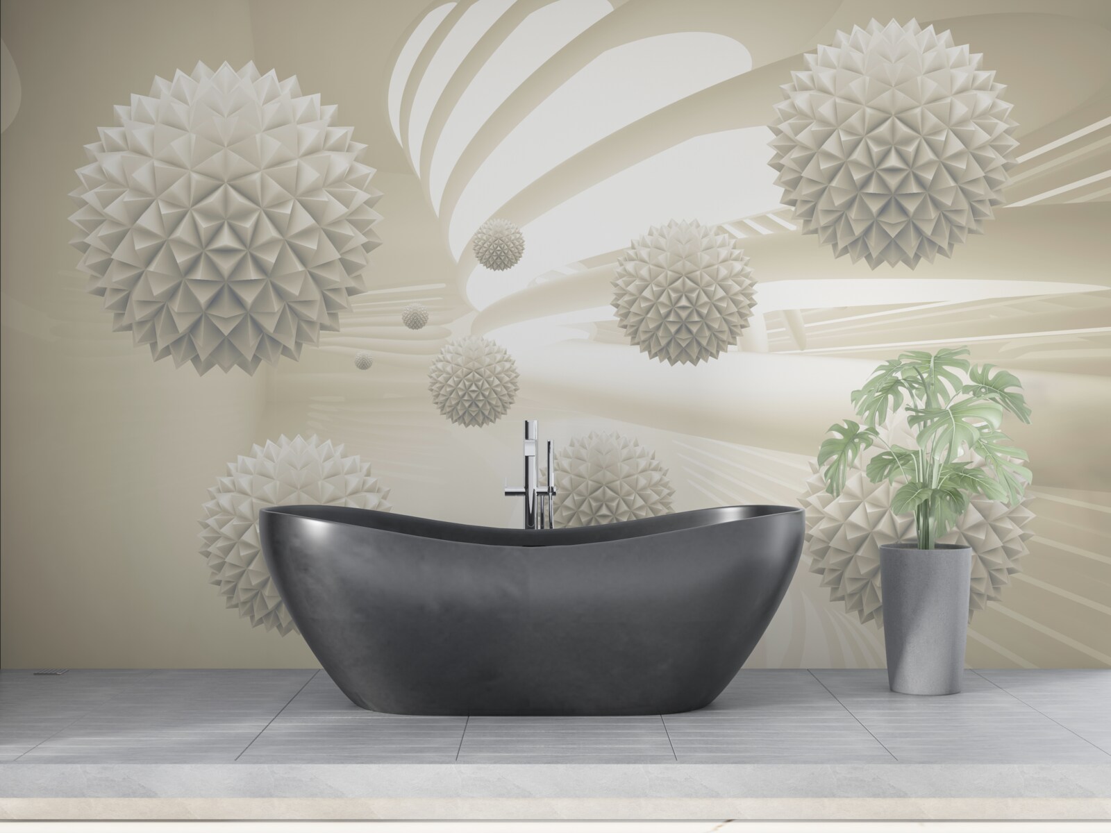 Papier peint la perspective de boules lumineuses flottant dans l'air