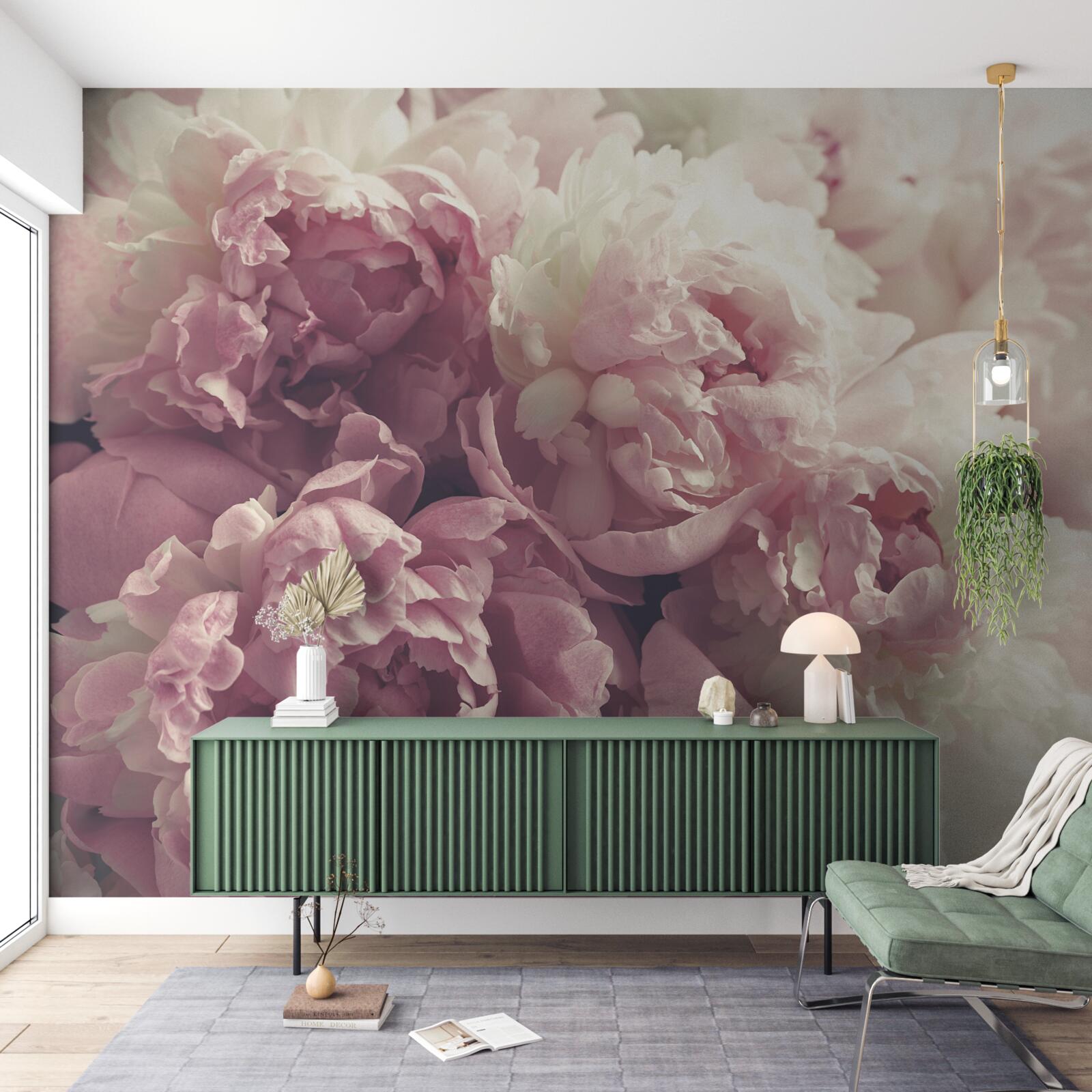 Papier peint Arc de pivoines roses