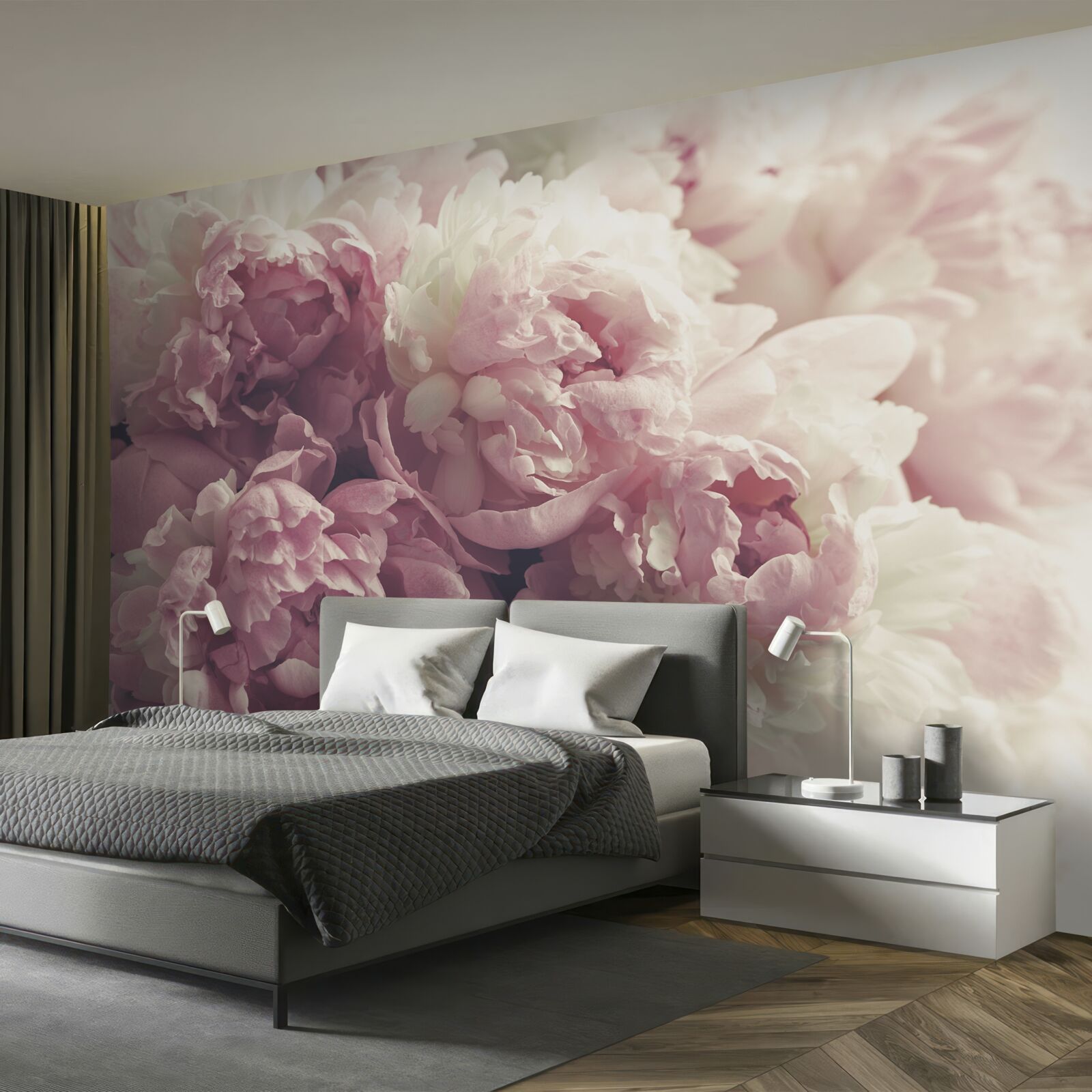 Papier peint Arc de pivoines roses