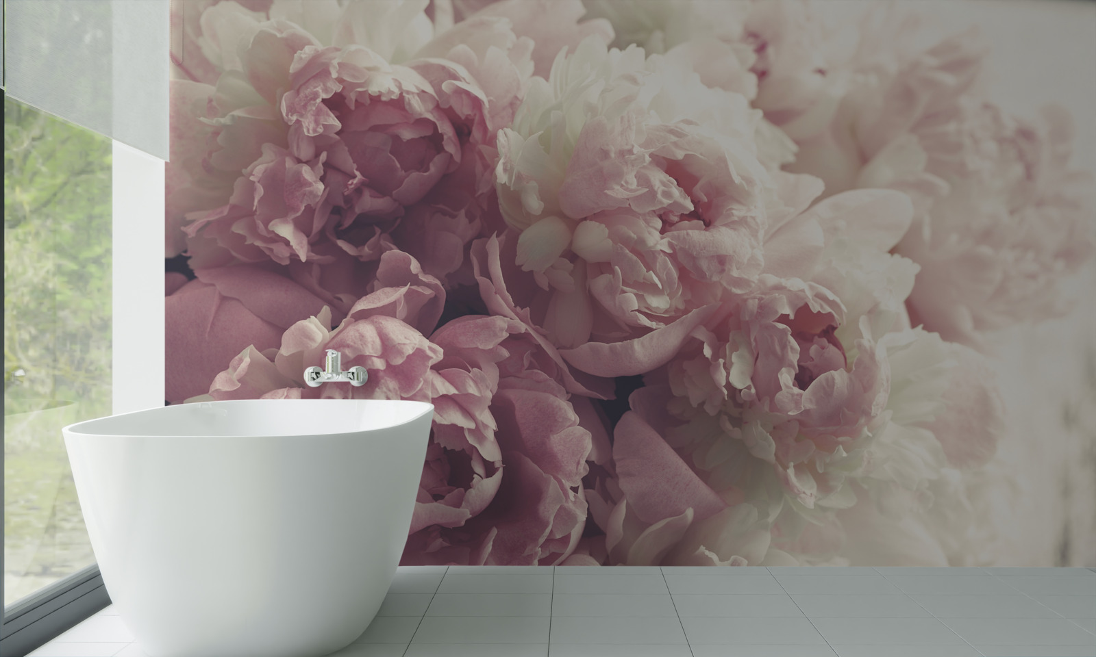 Papier peint Arc de pivoines roses