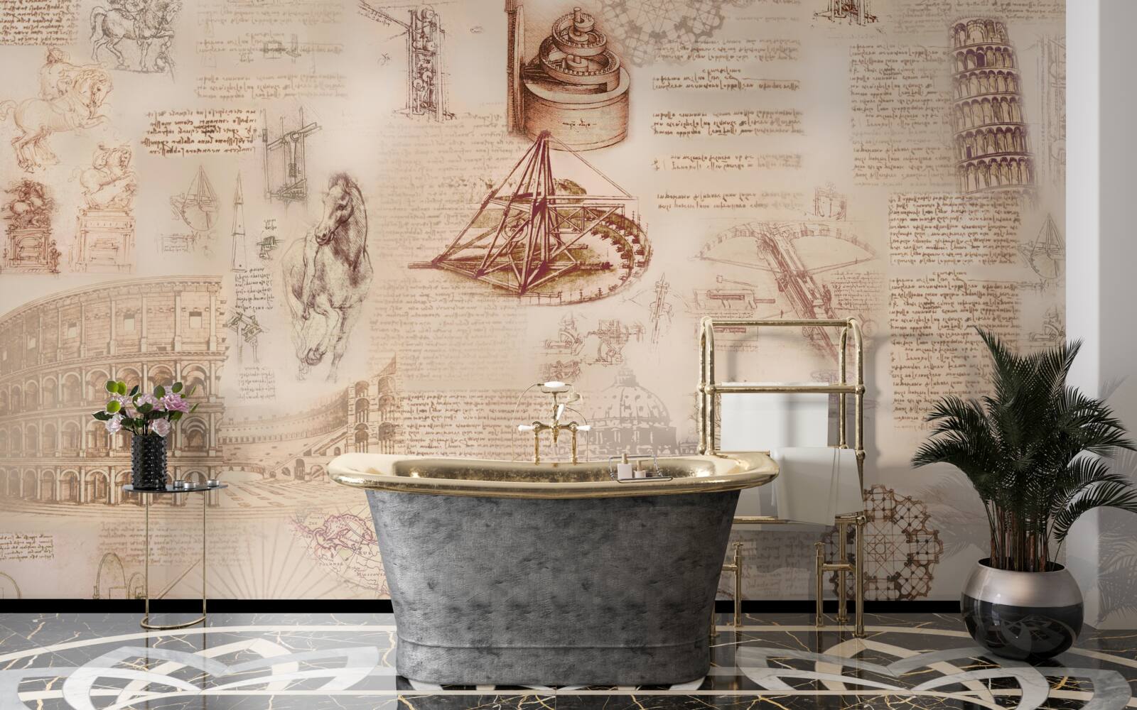 Papier peint la roumanie ancienne et l'italie rétro