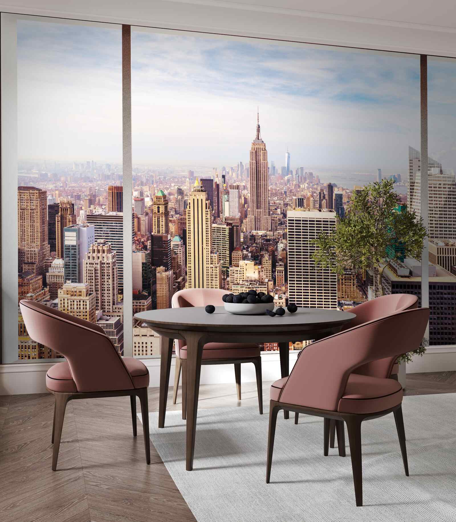 Papier peint vue panoramique de la ville depuis la fenêtre