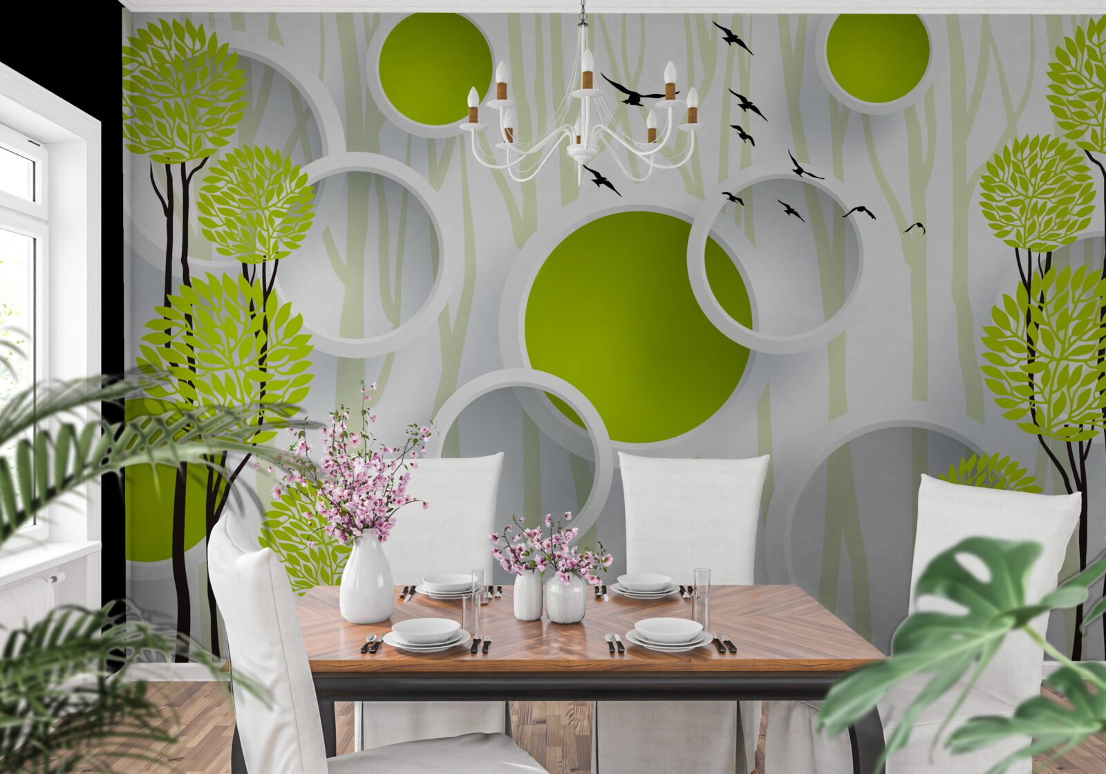 Papier peint les oiseaux accueillent le printemps avec leur robe verte