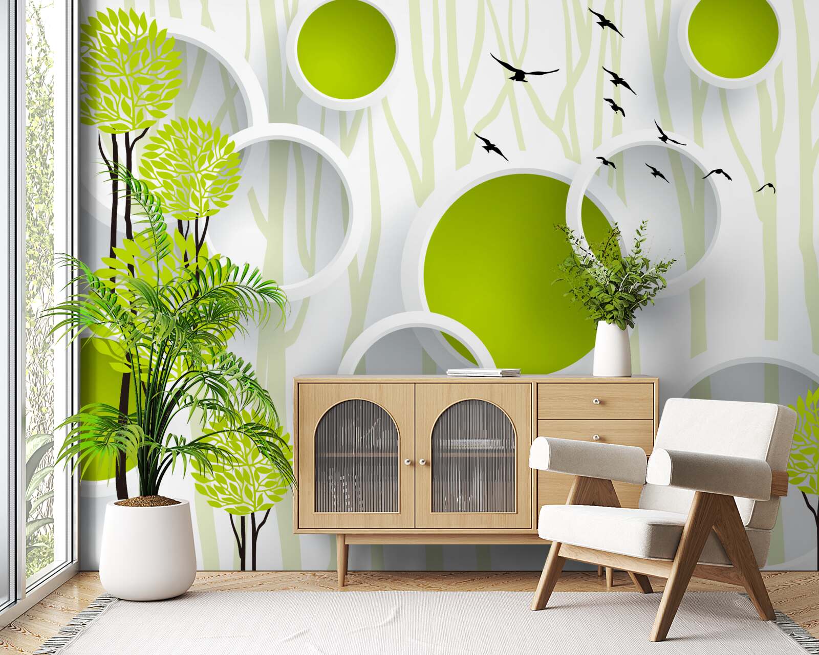 Papier peint les oiseaux accueillent le printemps avec leur robe verte