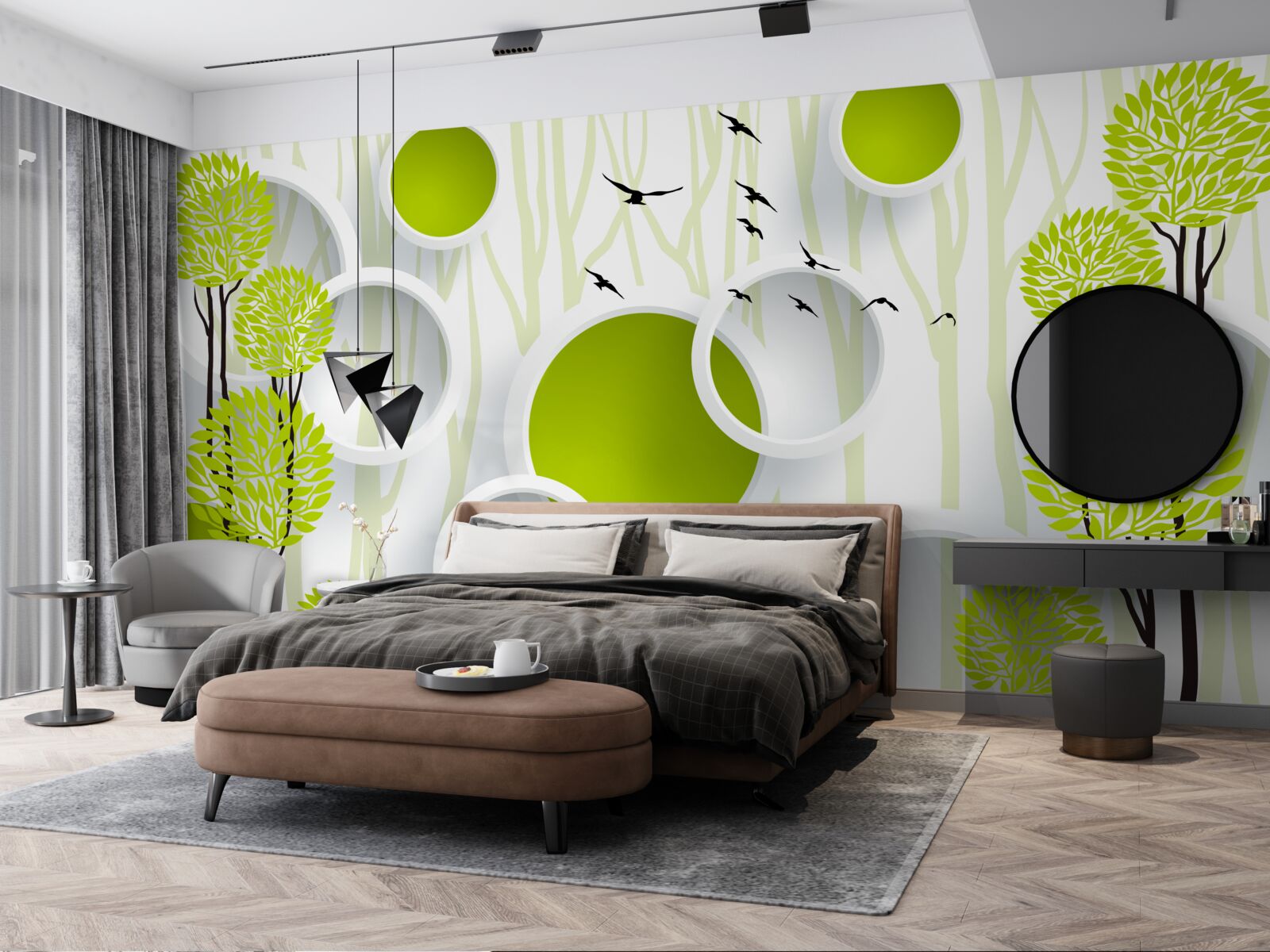 Papier peint les oiseaux accueillent le printemps avec leur robe verte