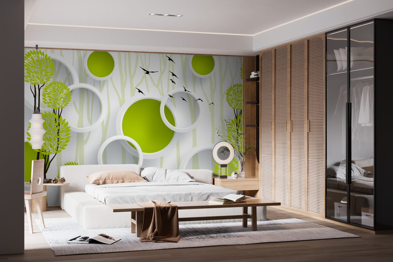 Papier peint les oiseaux accueillent le printemps avec leur robe verte