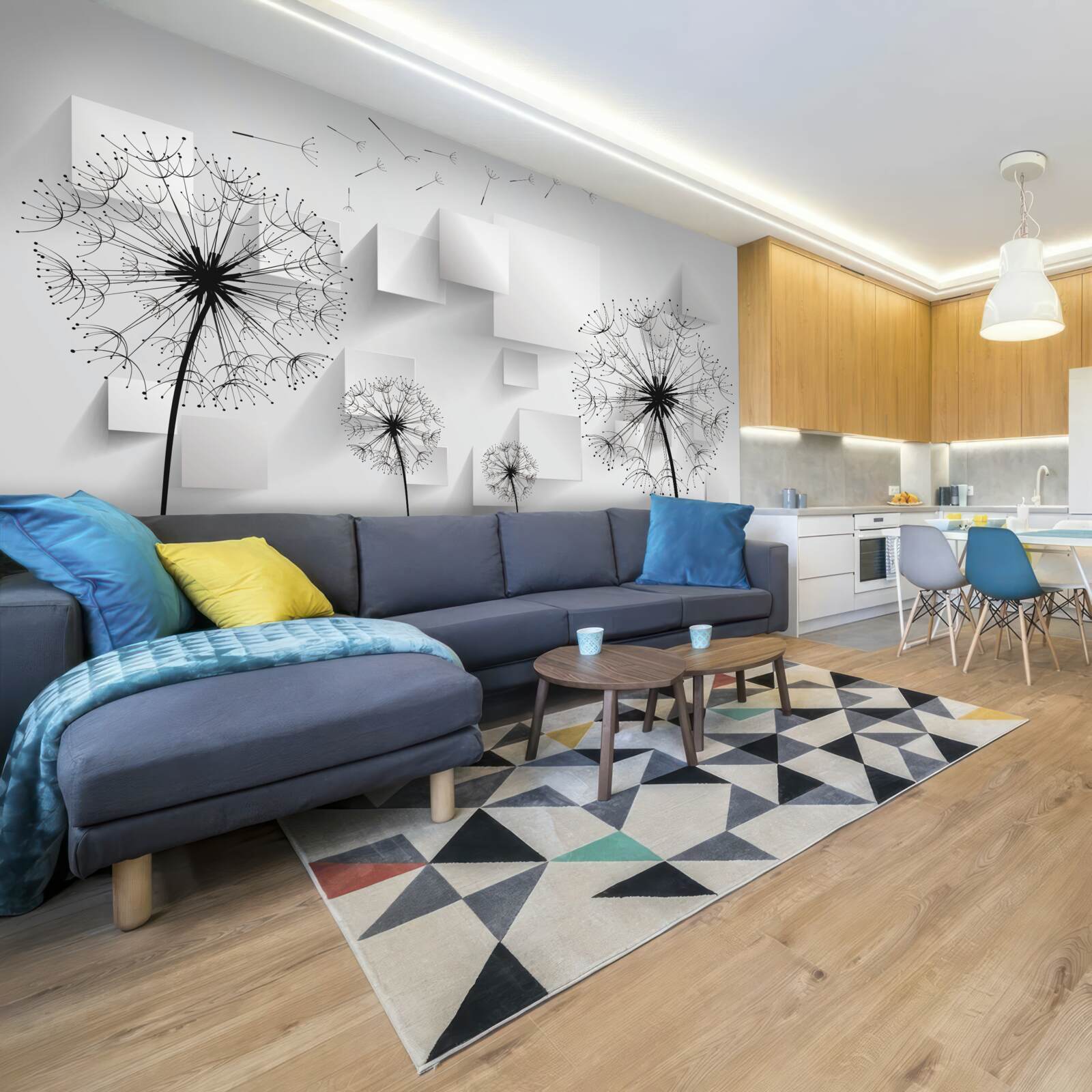 Papier peint vol doux des fleurs de pissenlit