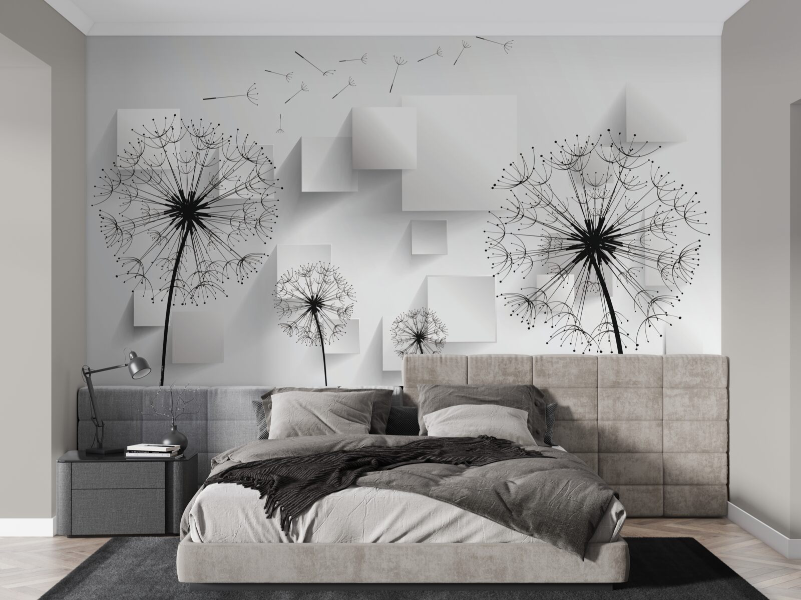 Papier peint vol doux des fleurs de pissenlit