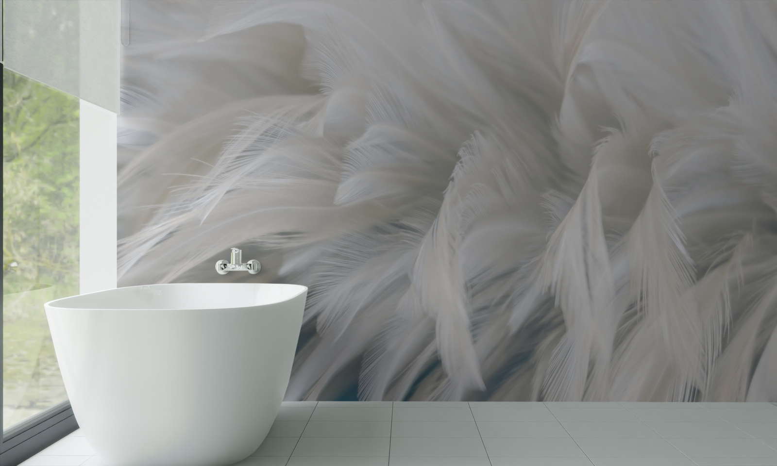 Papier peint doux bouquet de plumes blanches comme neige