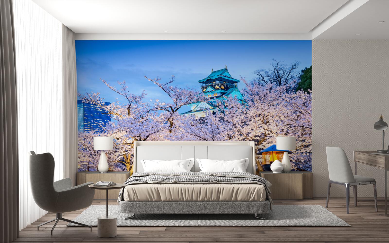 Papier peint fleurs de cerisier du soir