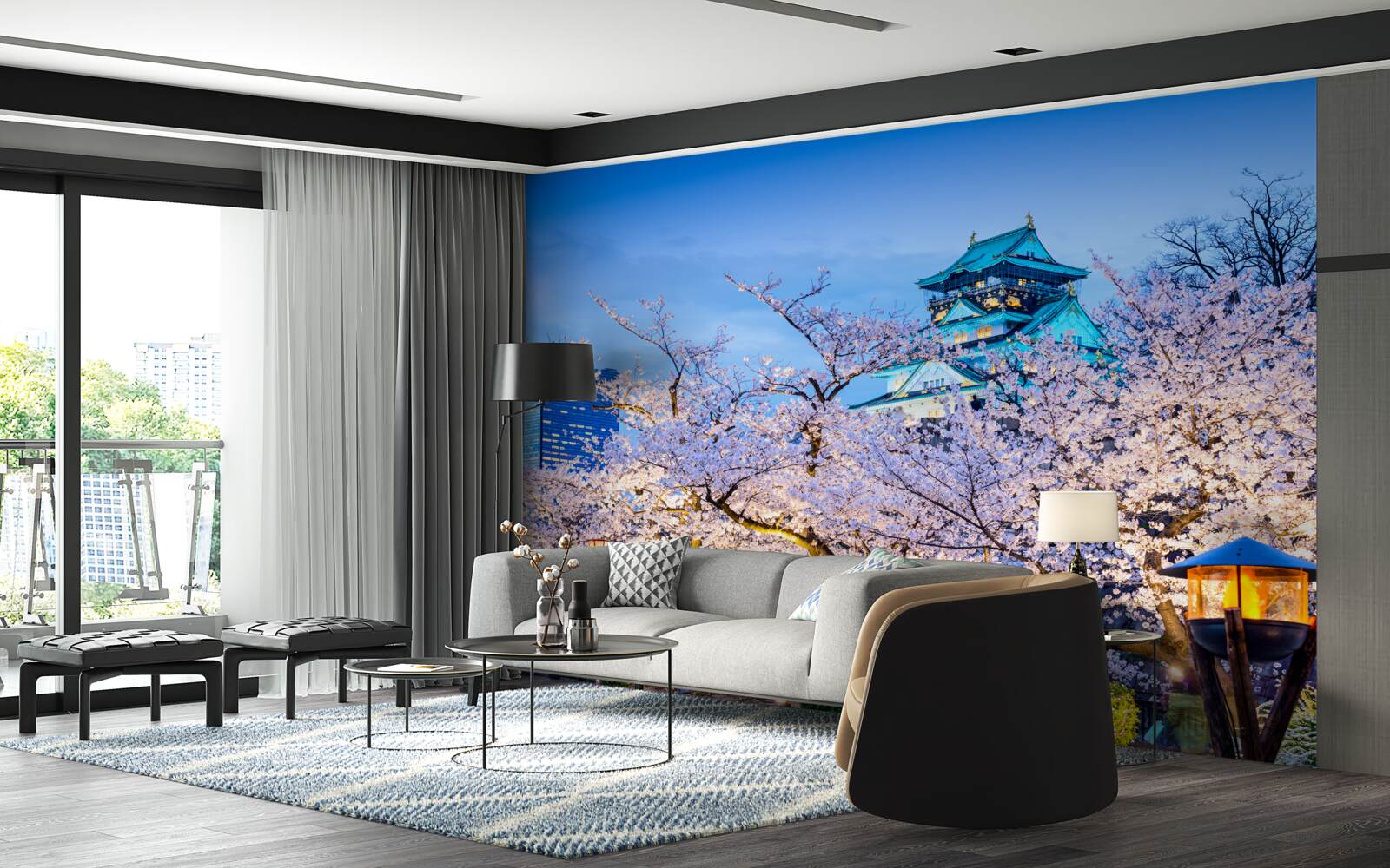 Papier peint fleurs de cerisier du soir