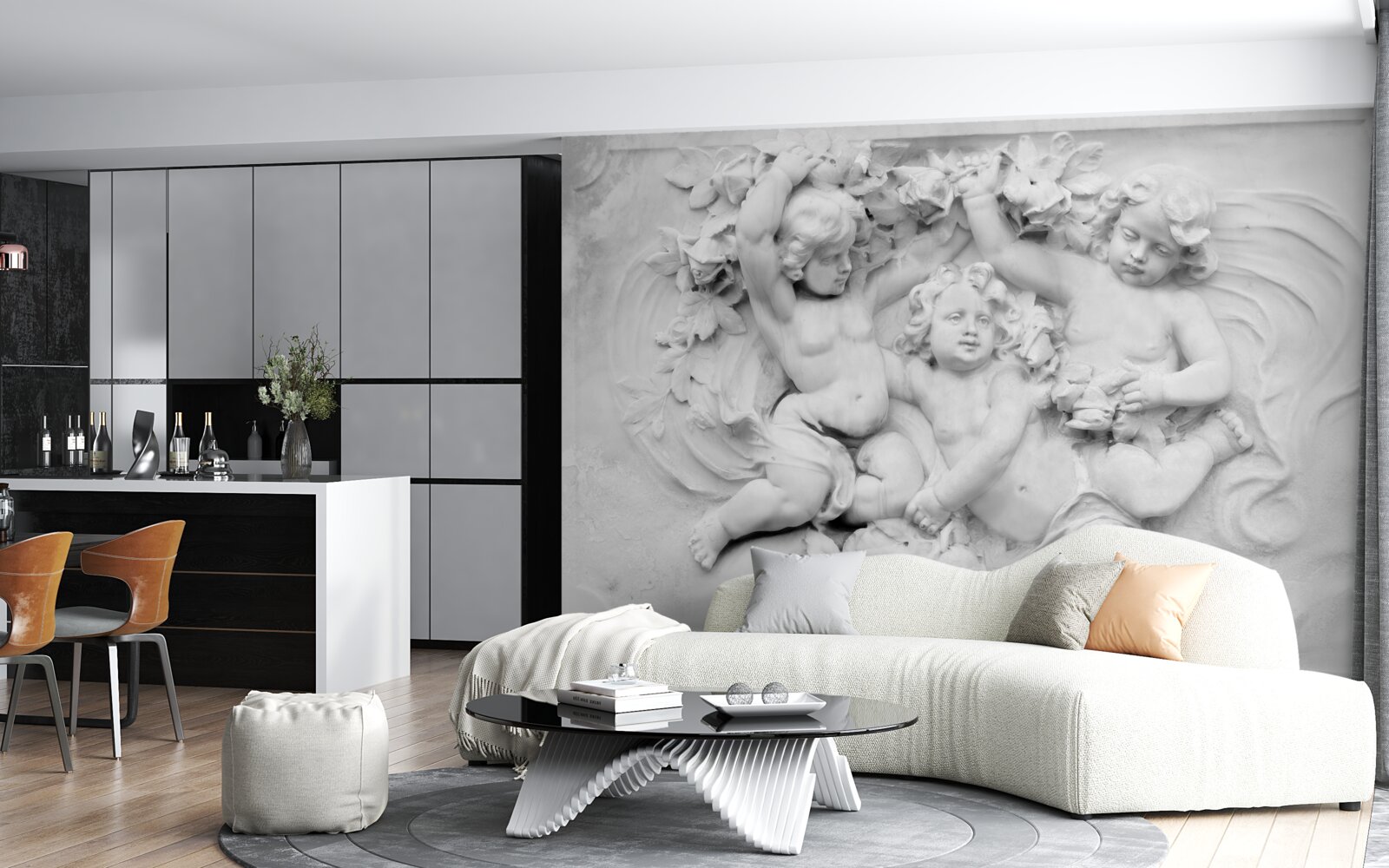 Papier peint le relief est un terrain de jeu pour les anges