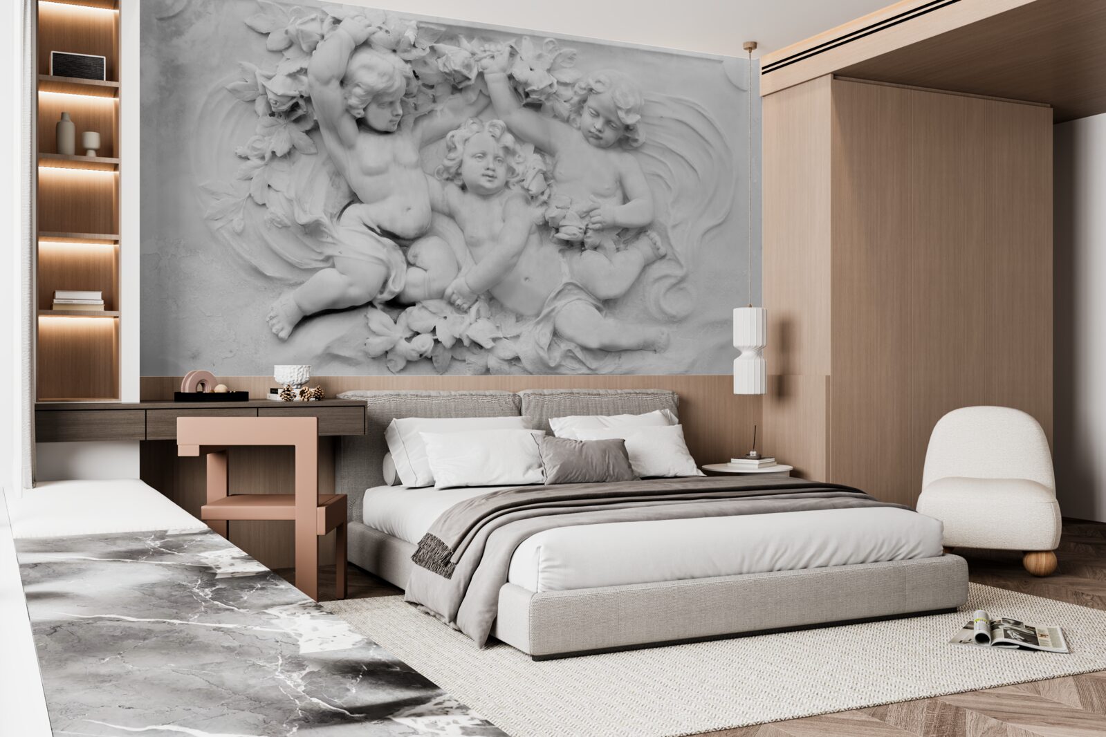 Papier peint le relief est un terrain de jeu pour les anges