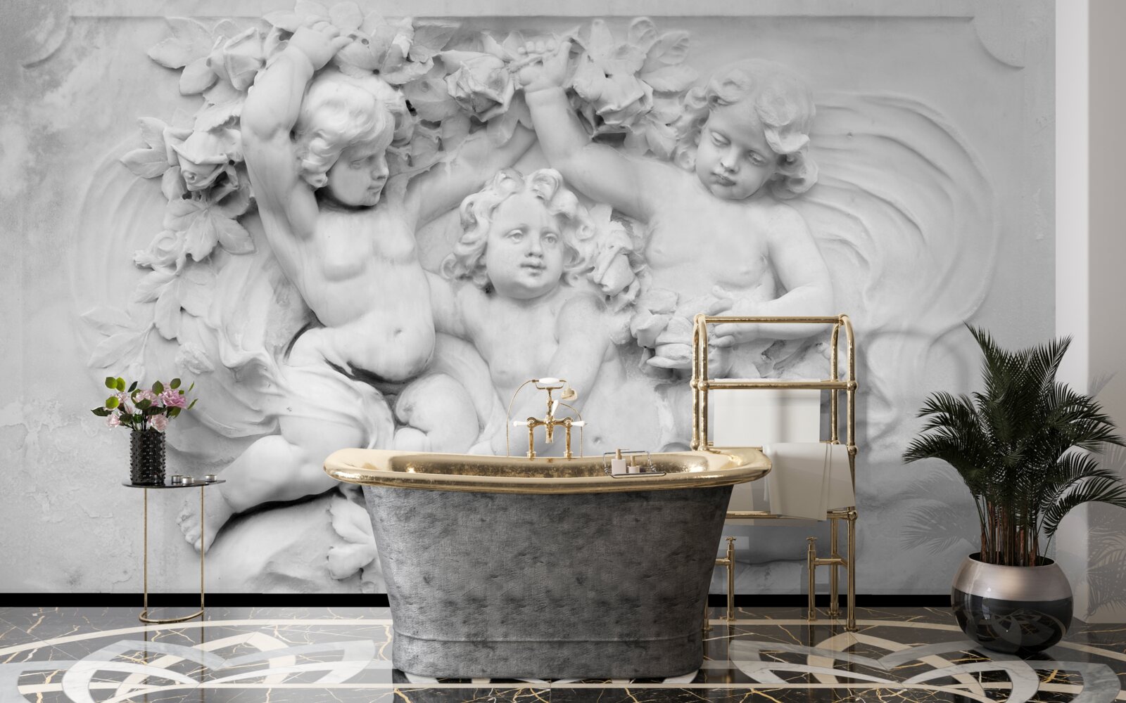 Papier peint le relief est un terrain de jeu pour les anges