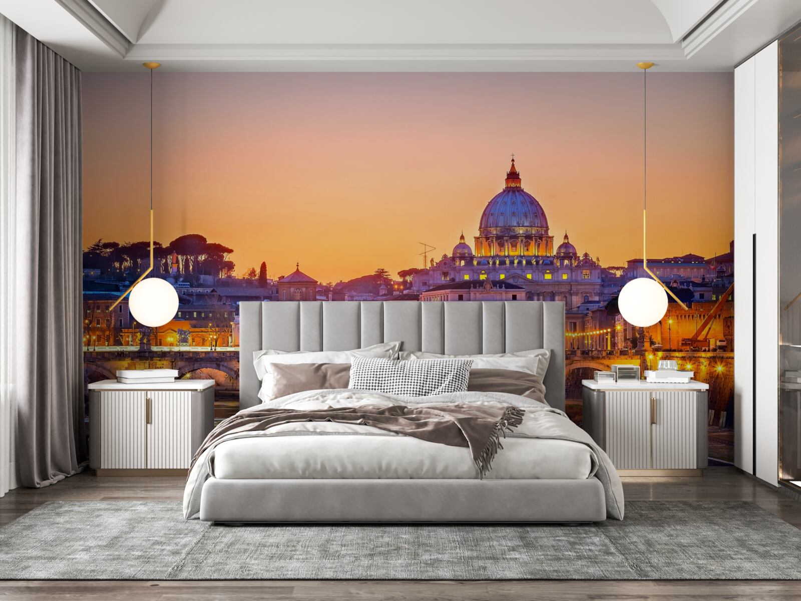 Papier peint vue de la cathédrale de romeo sous les lumières du soir