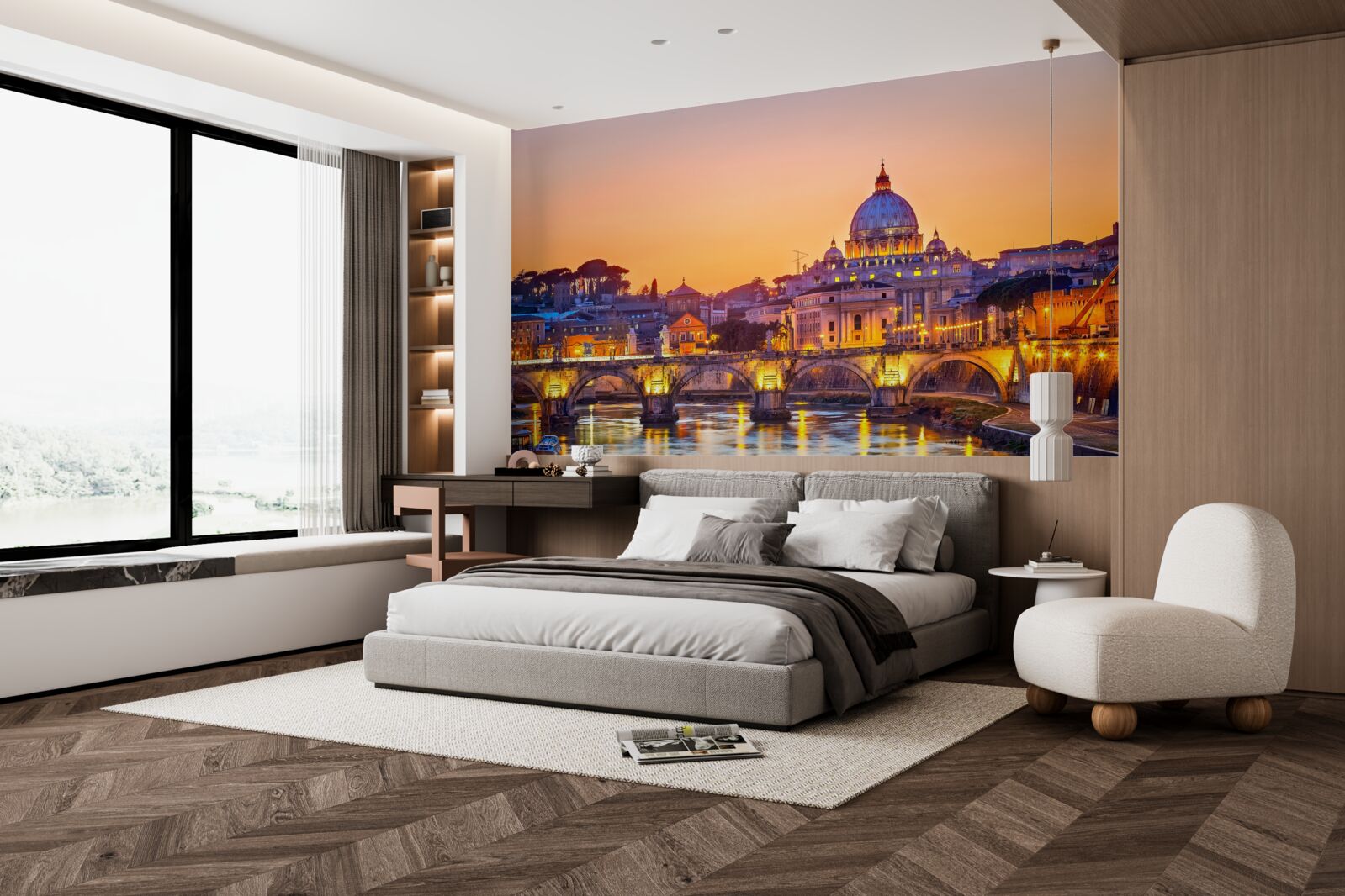 Papier peint vue de la cathédrale de romeo sous les lumières du soir