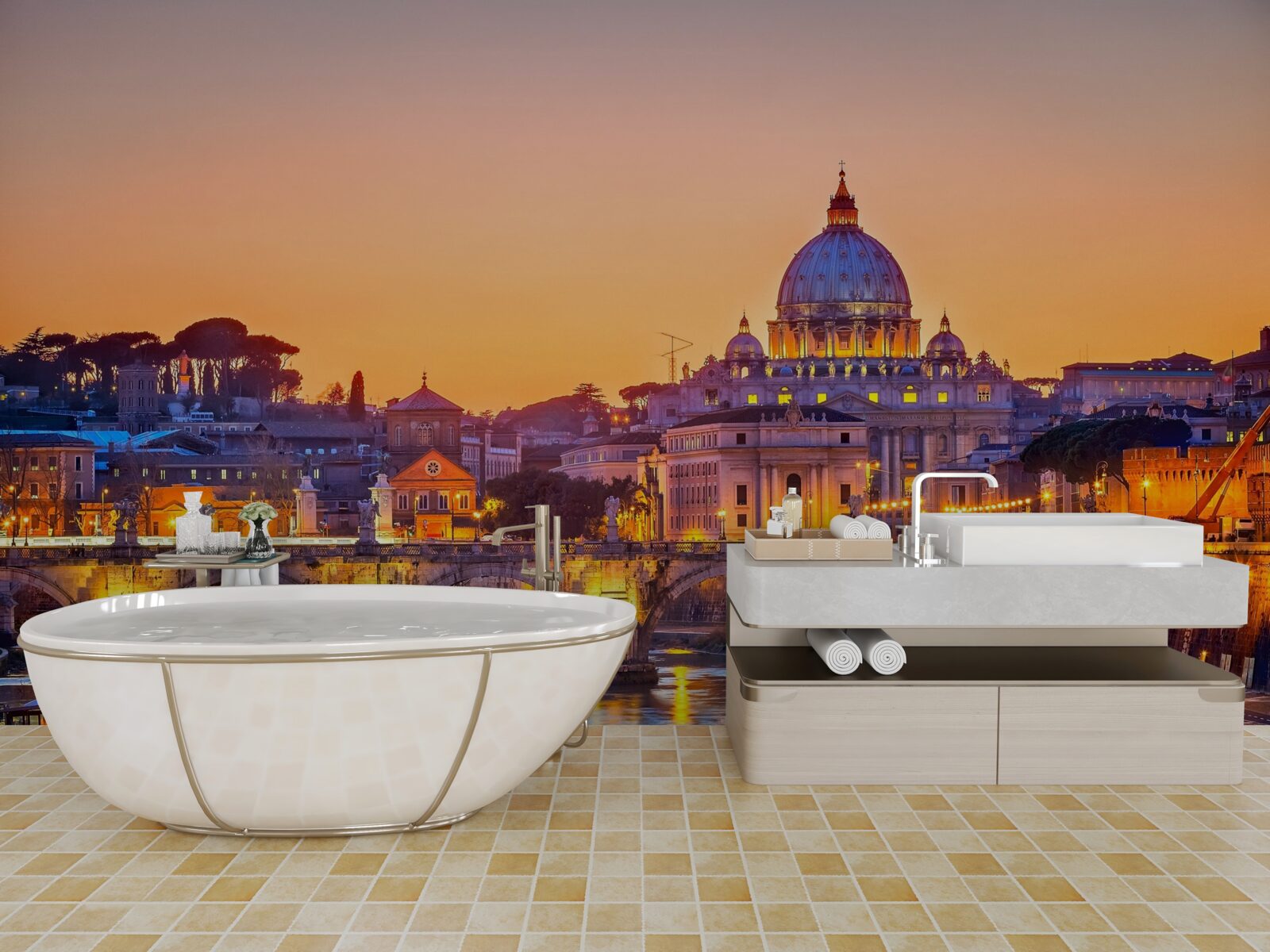 Papier peint vue de la cathédrale de romeo sous les lumières du soir