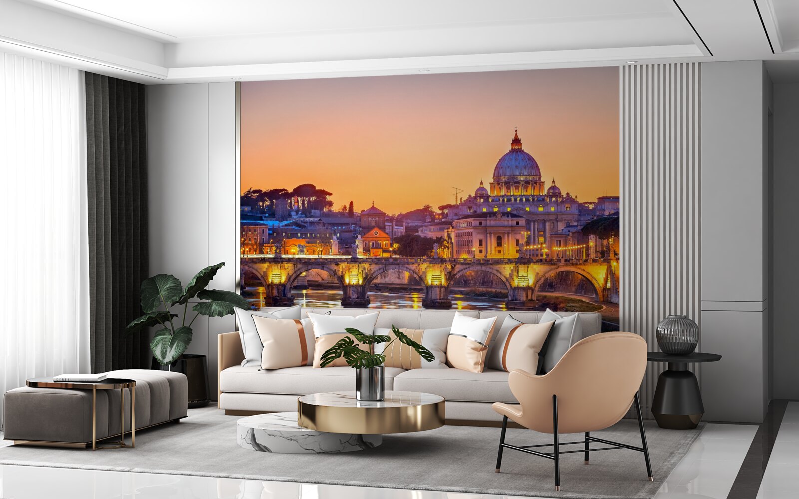 Papier peint vue de la cathédrale de romeo sous les lumières du soir