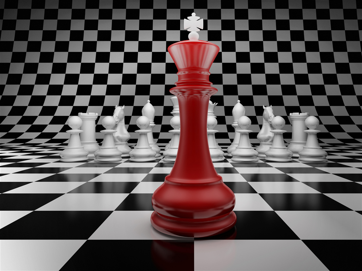 Papier peint reine d'échiquier en rouge