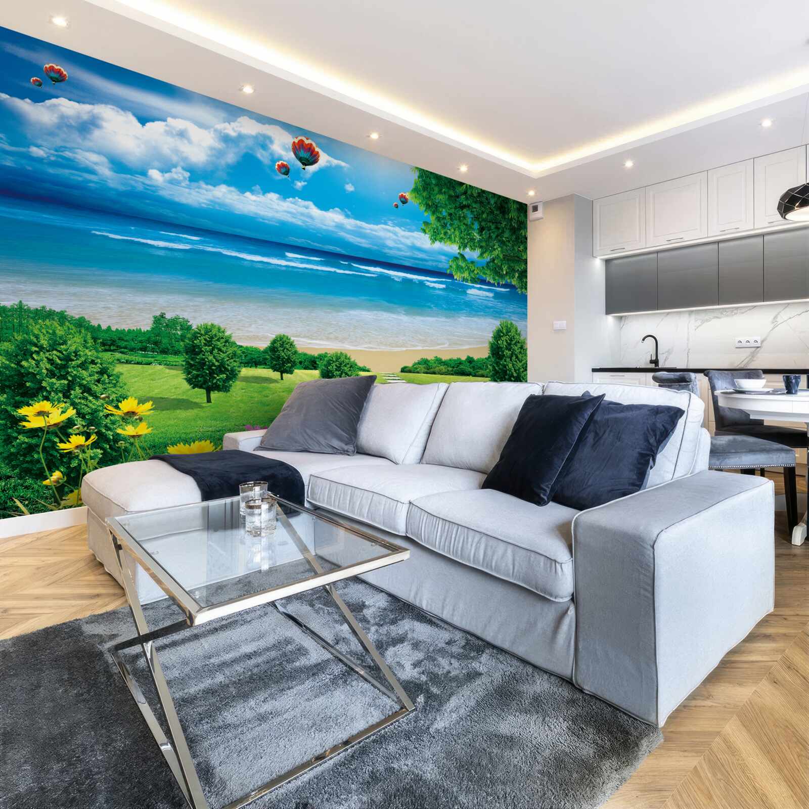 Papier peint prairies de la mer verte