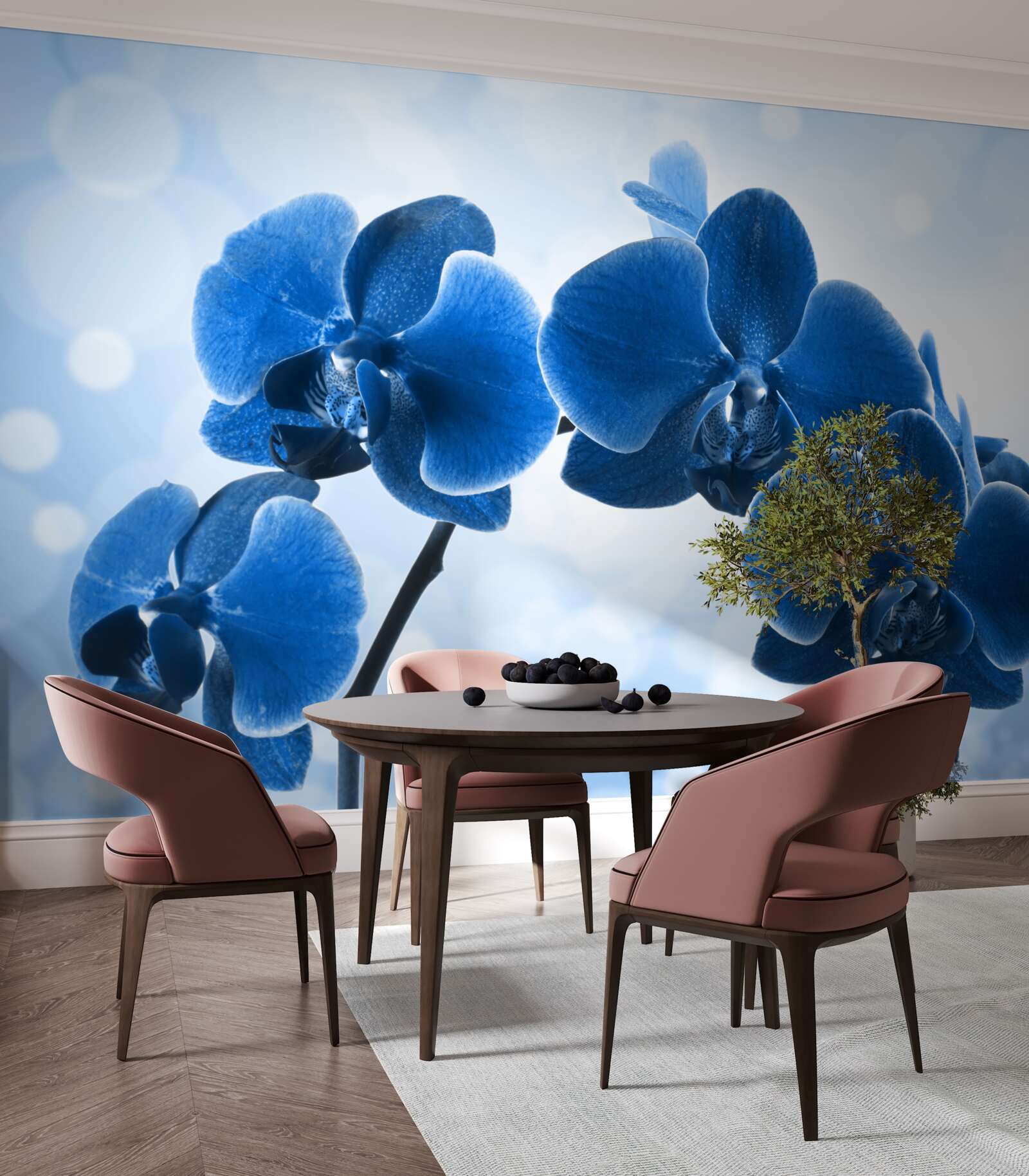 Papier peint les orchidées sont bleu foncé