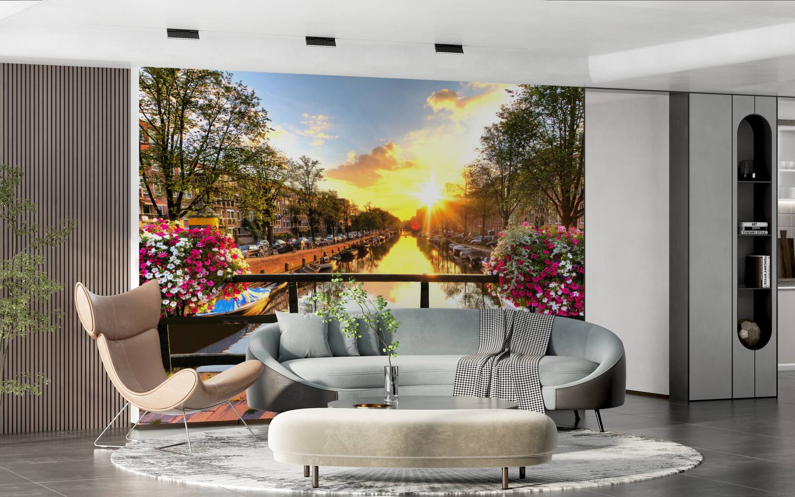 Papier peint le cœur d'amsterdam est noyé dans le soleil couchant