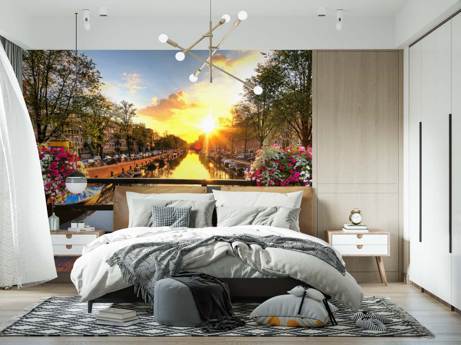 Papier peint le cœur d'amsterdam est noyé dans le soleil couchant