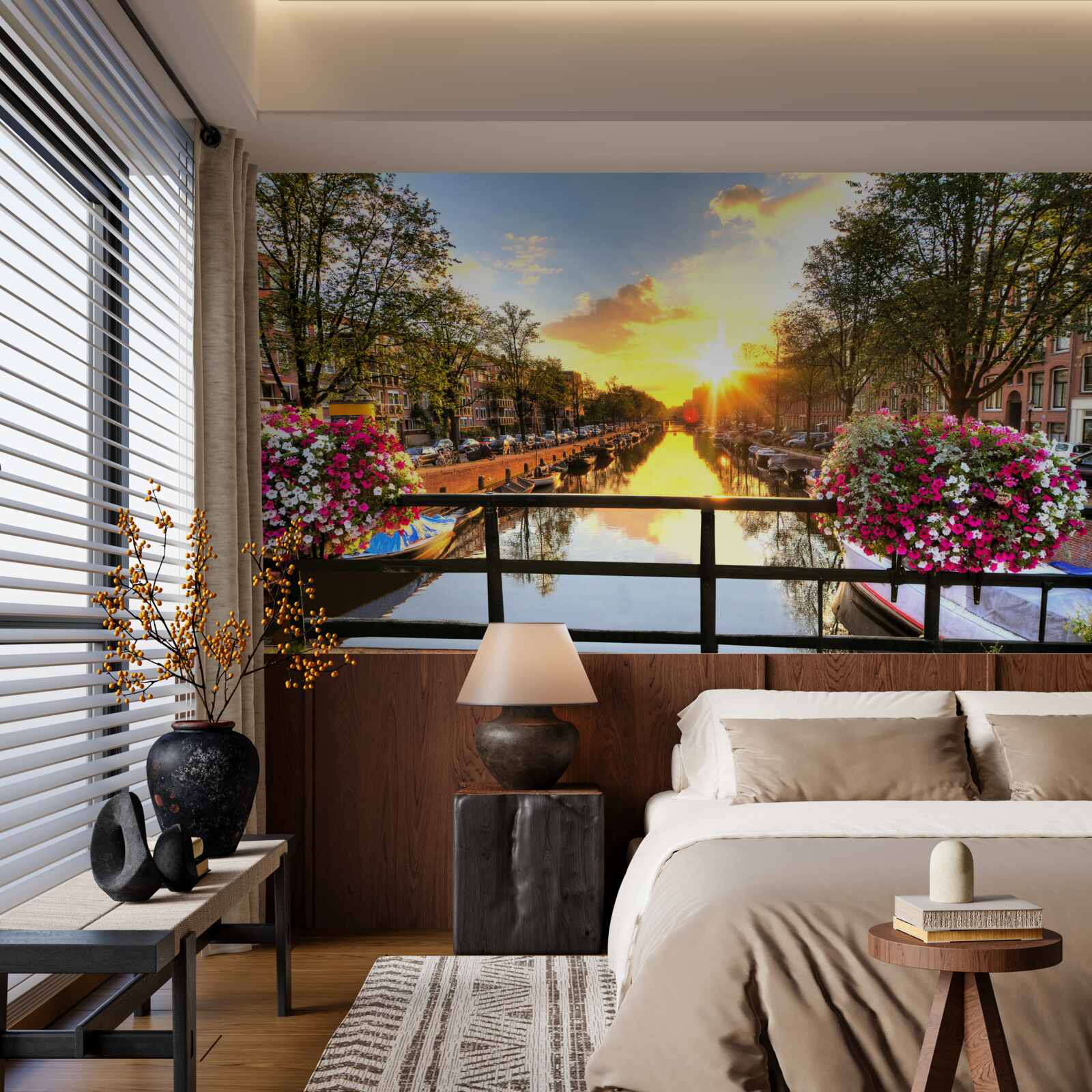 Papier peint le cœur d'amsterdam est noyé dans le soleil couchant