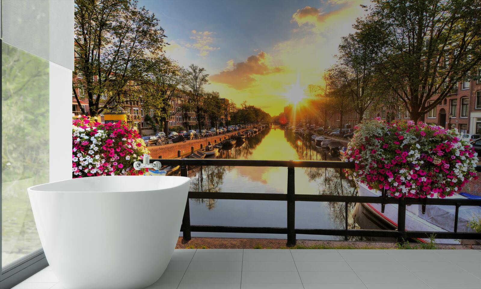 Papier peint le cœur d'amsterdam est noyé dans le soleil couchant