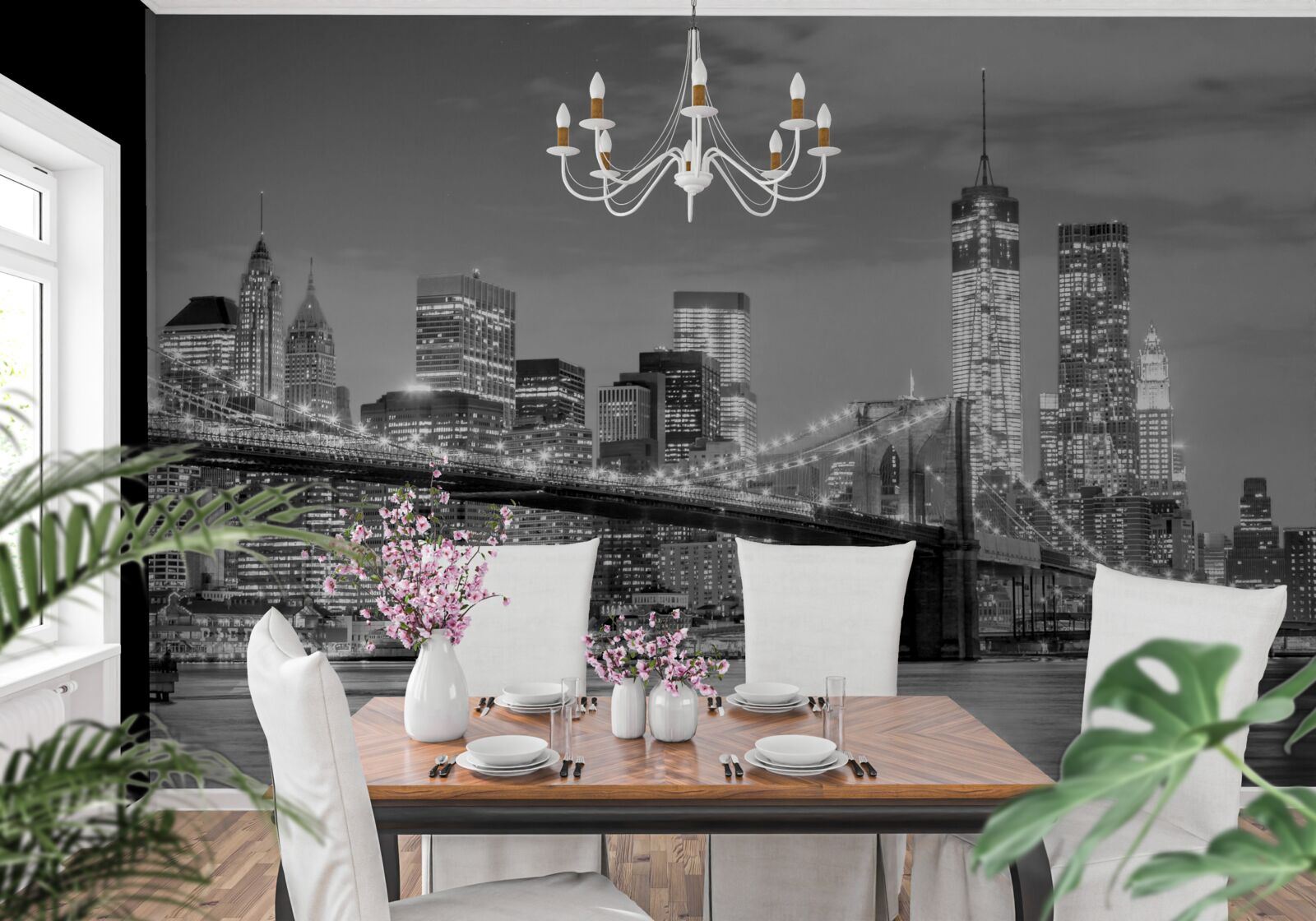 Papier peint métropole surplombant le pont de brooklyn
