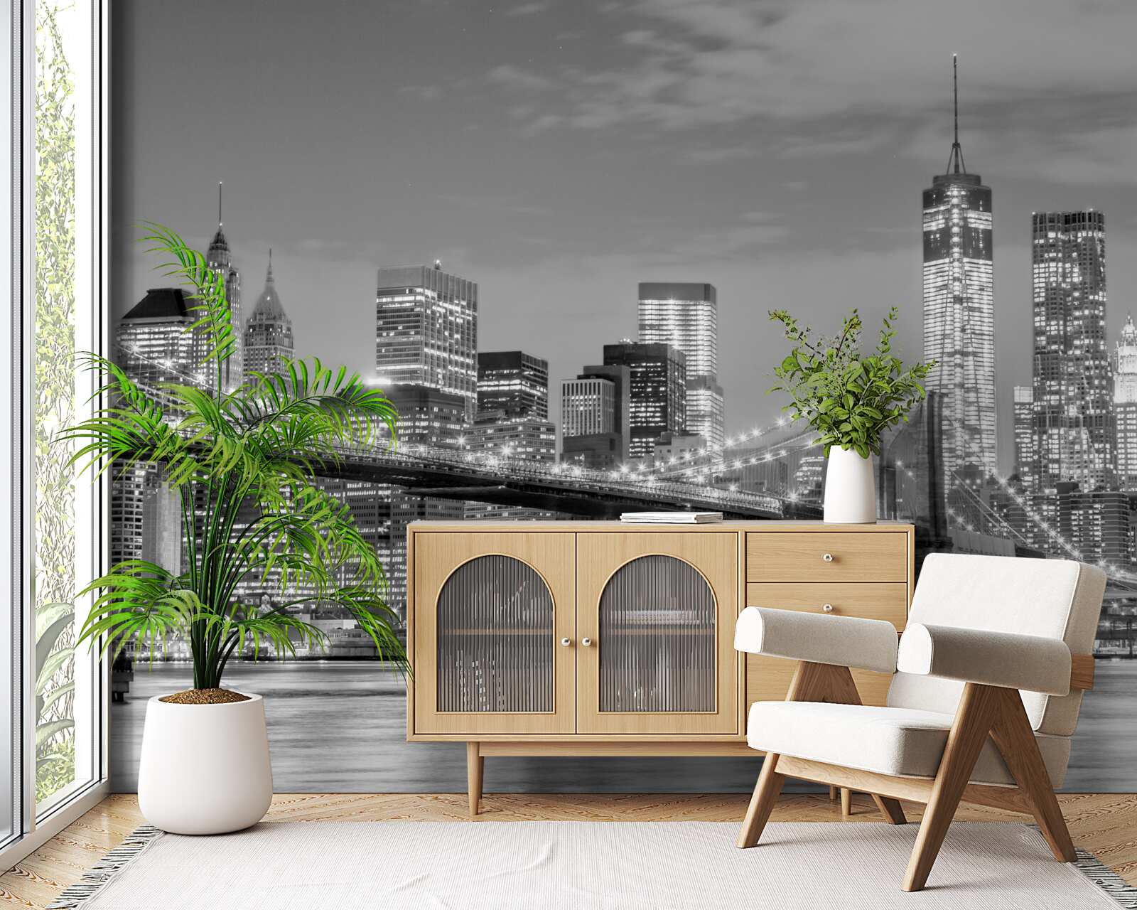 Papier peint métropole surplombant le pont de brooklyn