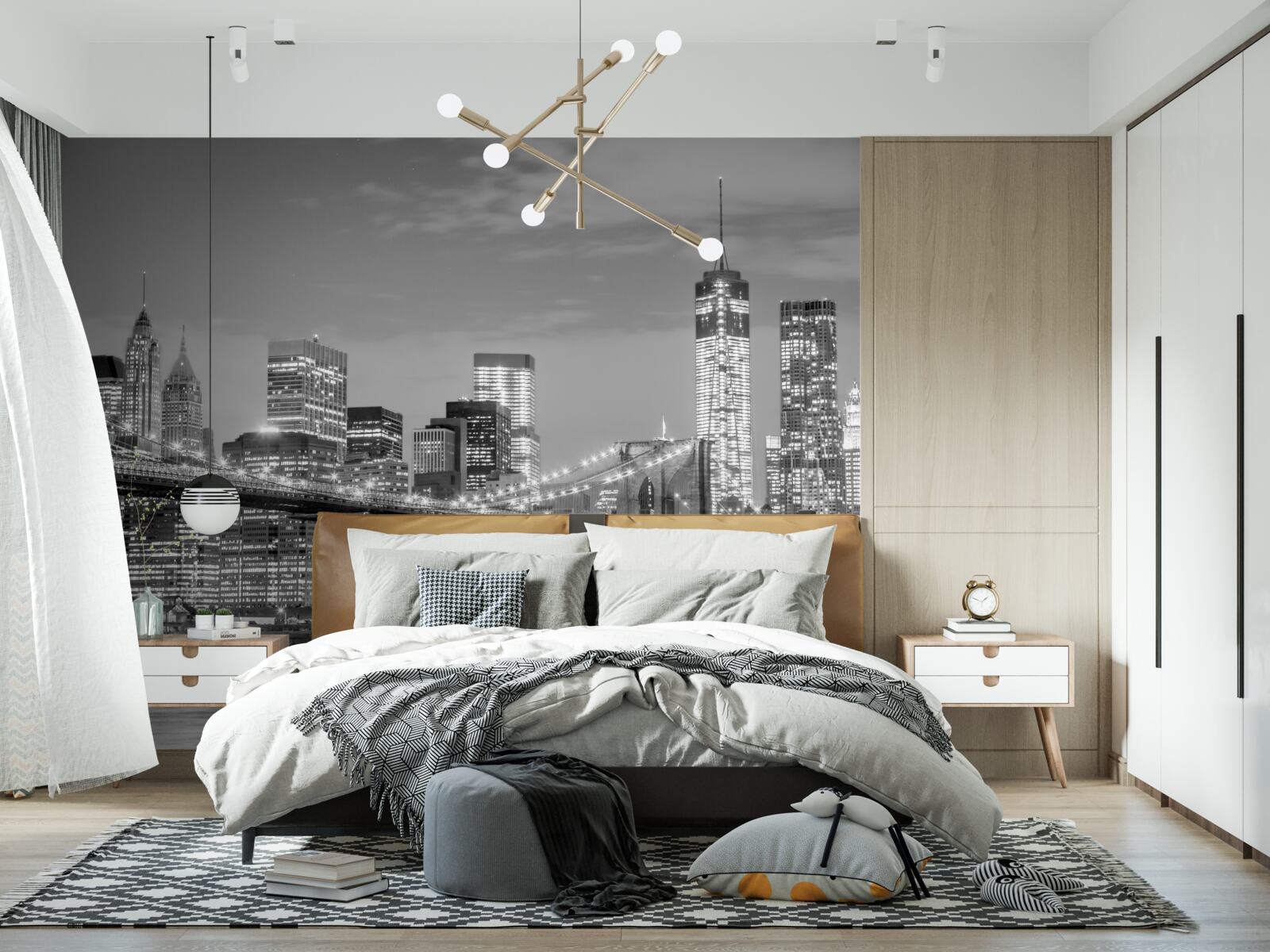 Papier peint métropole surplombant le pont de brooklyn