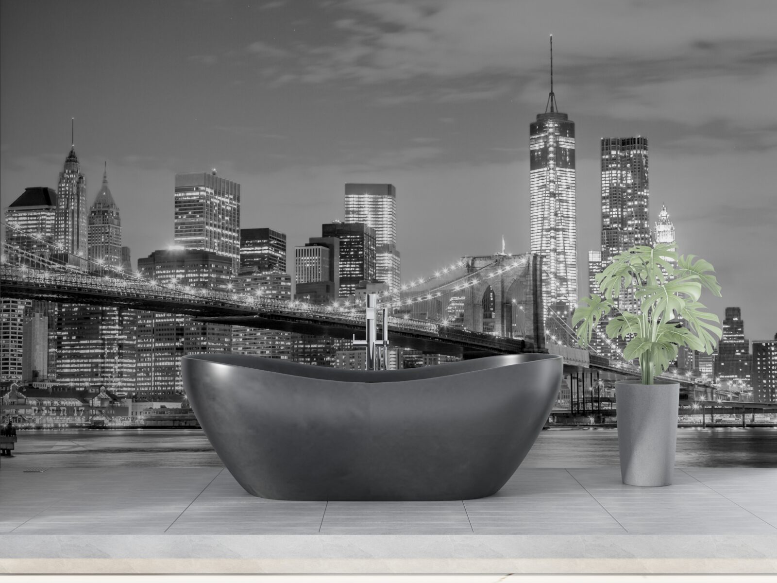 Papier peint métropole surplombant le pont de brooklyn