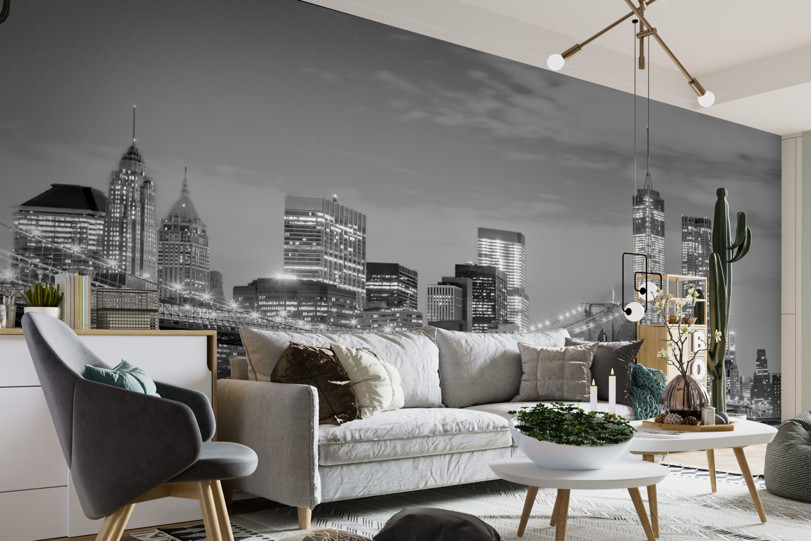 Papier peint métropole surplombant le pont de brooklyn