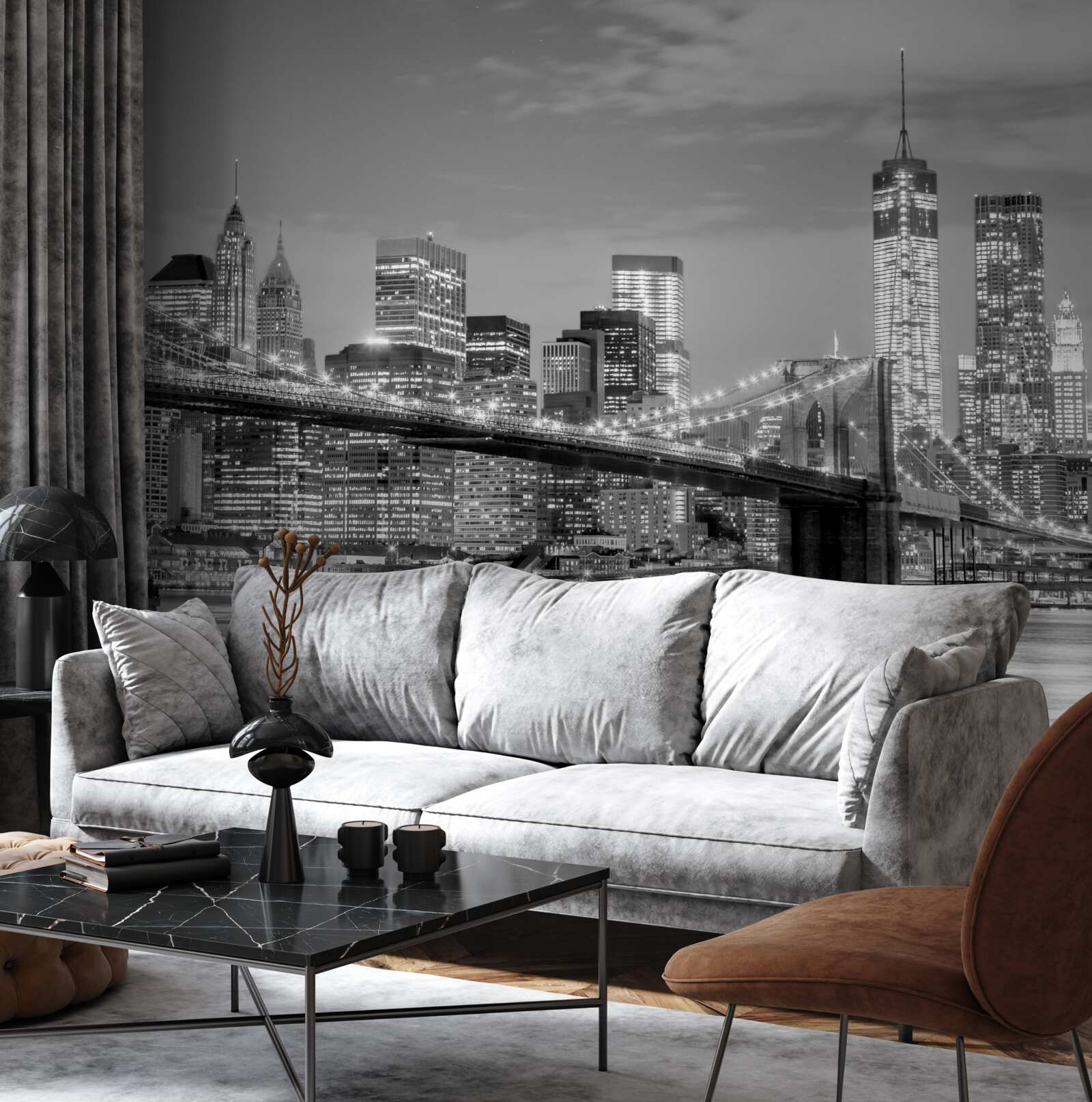 Papier peint métropole surplombant le pont de brooklyn