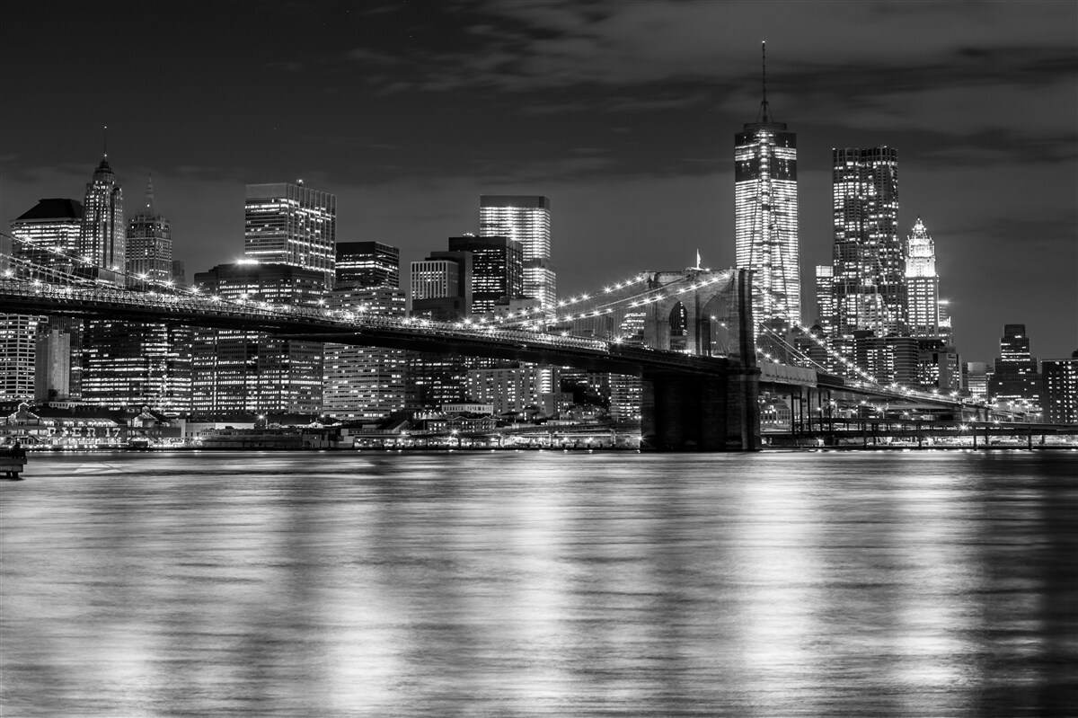 Papier peint panorama du pont de brooklyn en noir et blanc