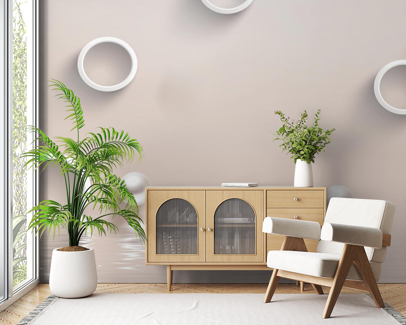 Papier peint cercles sur l'eau et les perles