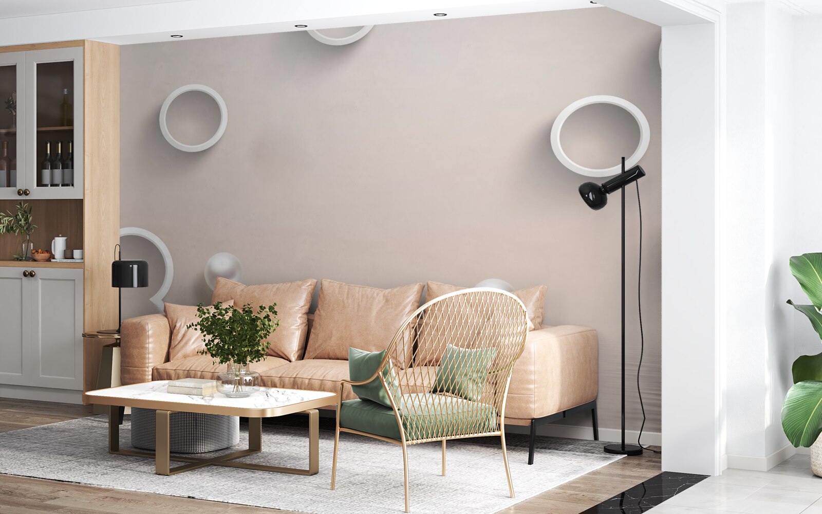 Papier peint cercles sur l'eau et les perles