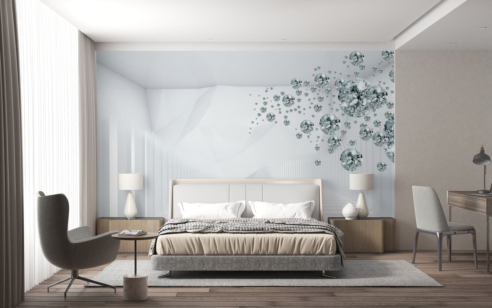 Papier peint gouttes d'eau dans une pièce très éclairée