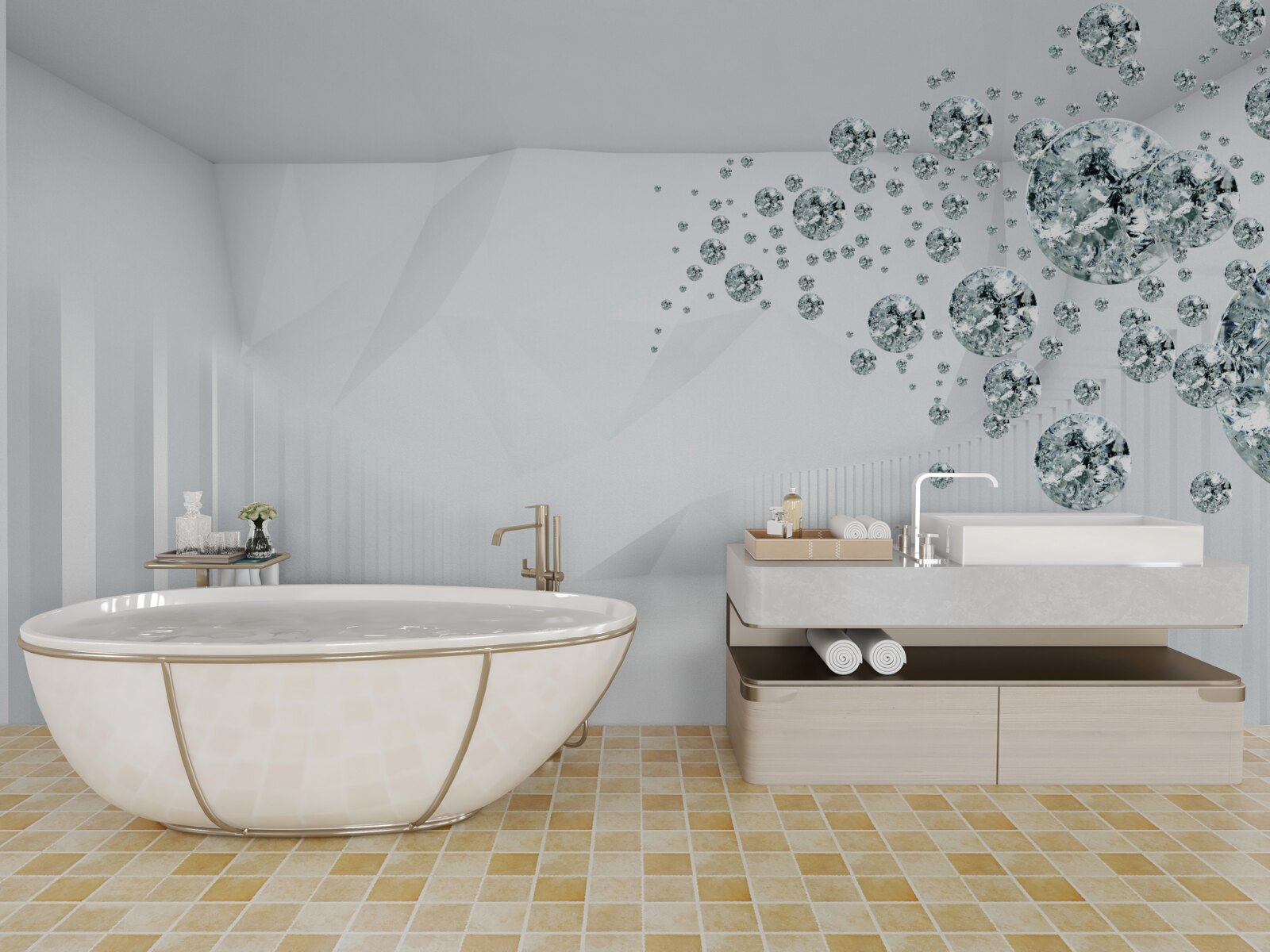 Papier peint gouttes d'eau dans une pièce très éclairée