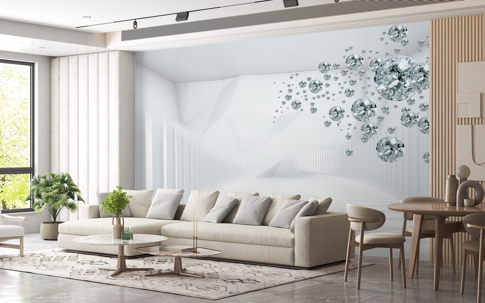 Papier peint gouttes d'eau dans une pièce très éclairée