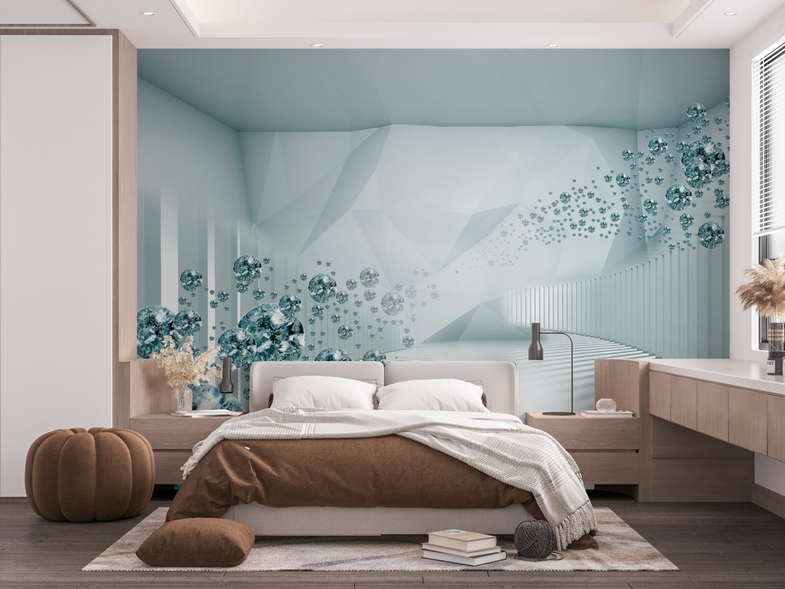 Papier peint particules de l'océan bleu en expansion