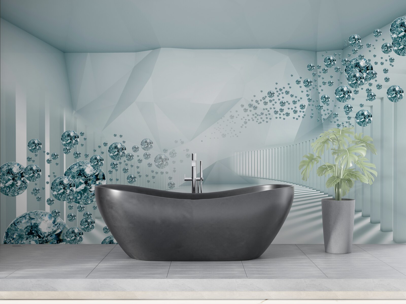 Papier peint particules de l'océan bleu en expansion