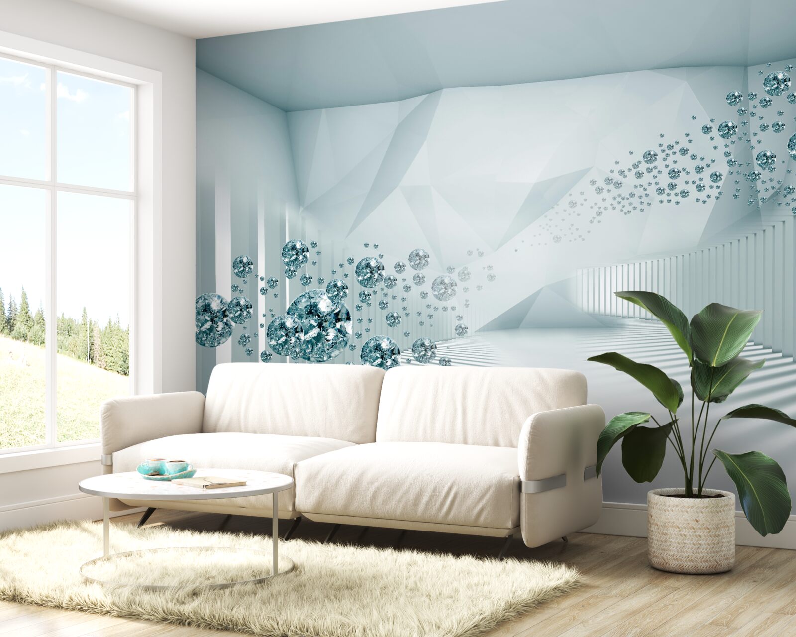 Papier peint particules de l'océan bleu en expansion