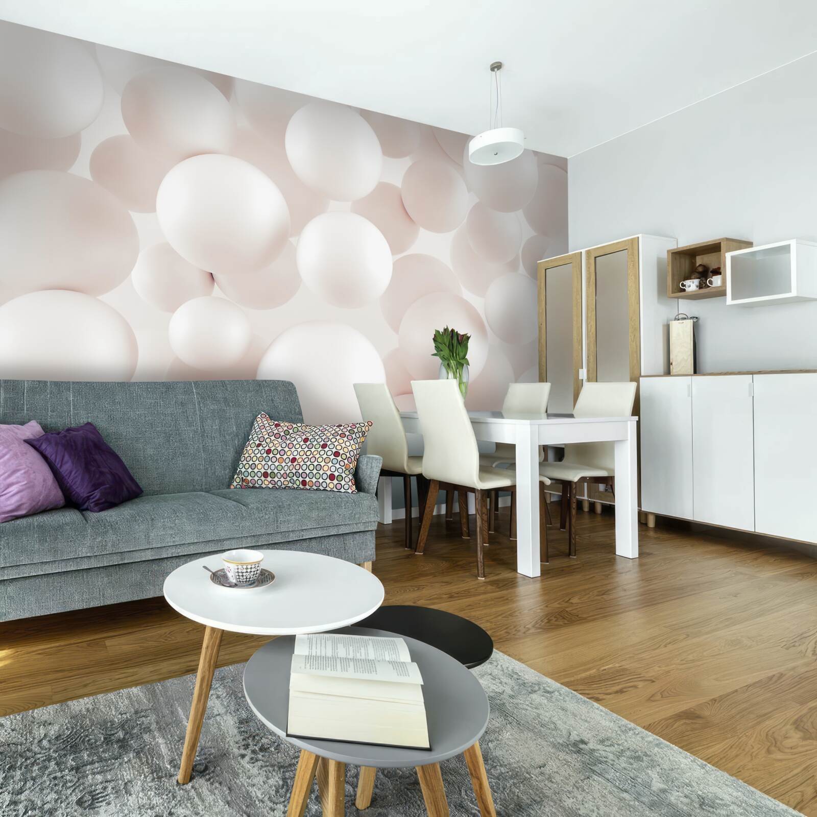 Papier peint beaucoup de boules rose vif