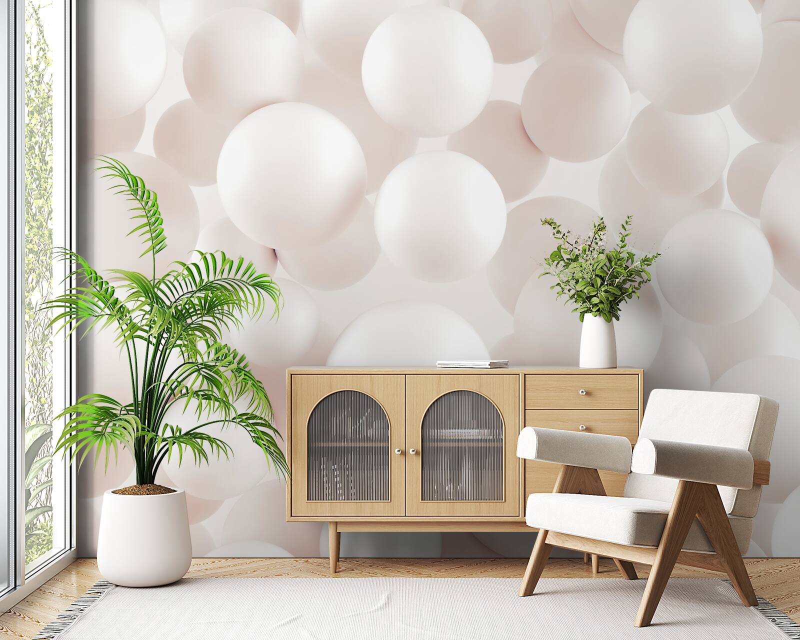 Papier peint beaucoup de boules rose vif