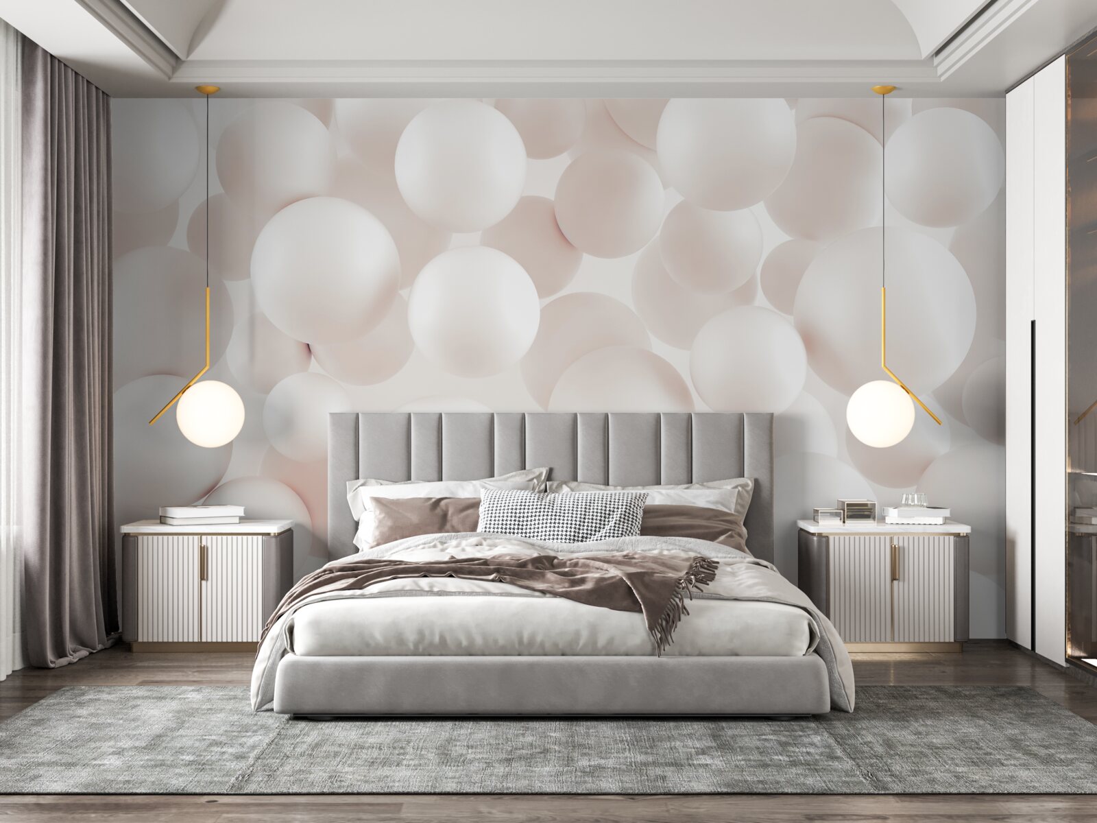 Papier peint beaucoup de boules rose vif