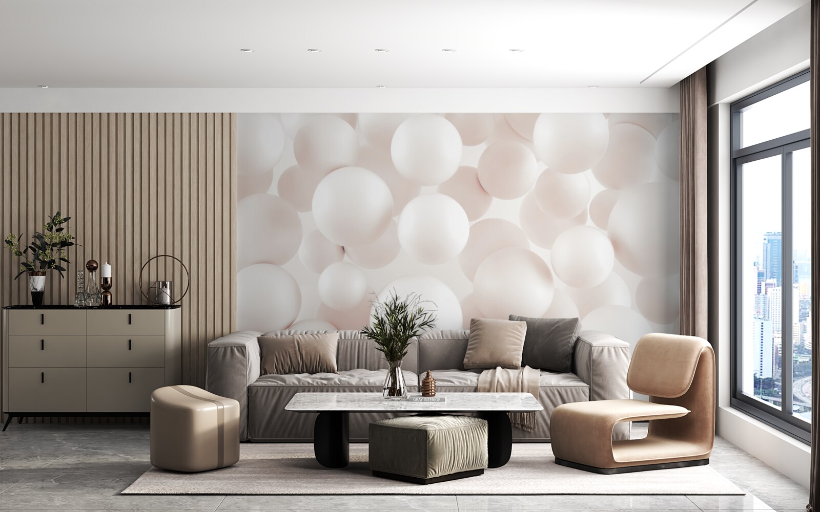 Papier peint beaucoup de boules rose vif