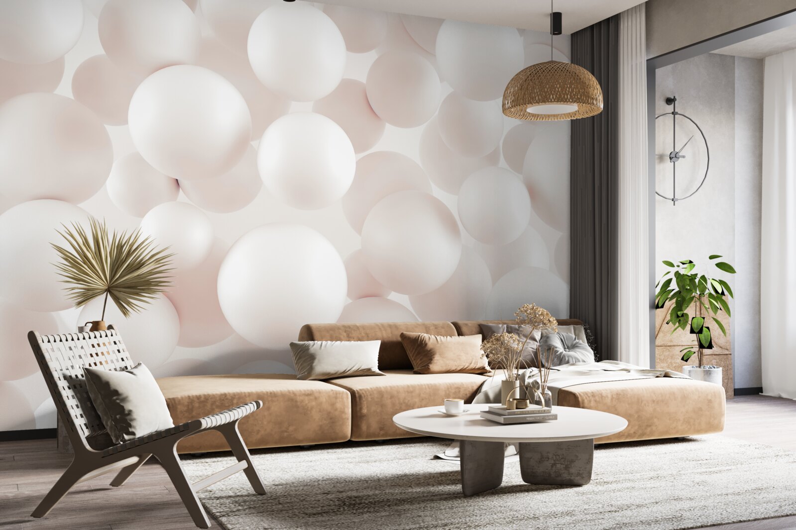 Papier peint beaucoup de boules rose vif